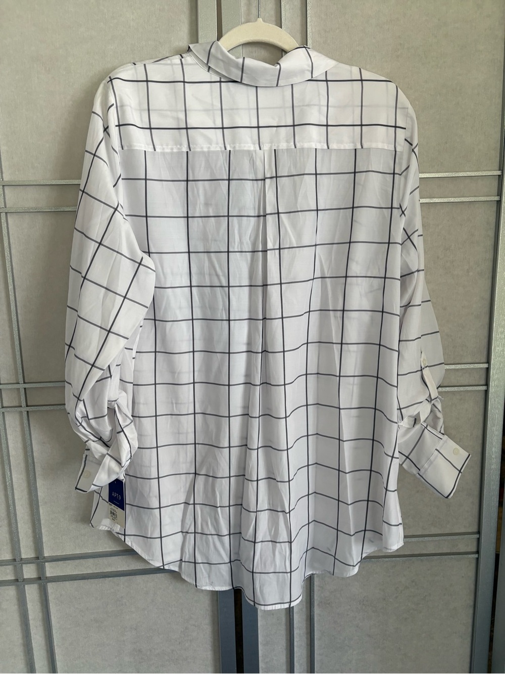 Apt. 9 White and blackouts Button-Down Shirt with Black Windowpane Grid - Picture 6 of 6